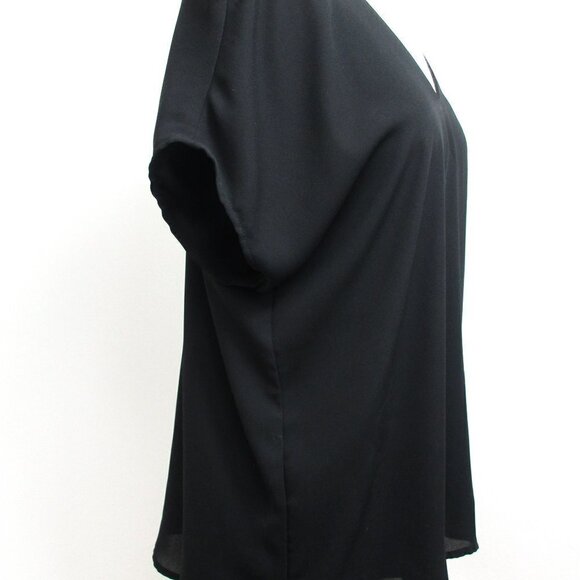 Shine Star Blouse Top Women Size L Black Cold Shoulder Sleeve Pullover Polyester - Picture 6 of 12